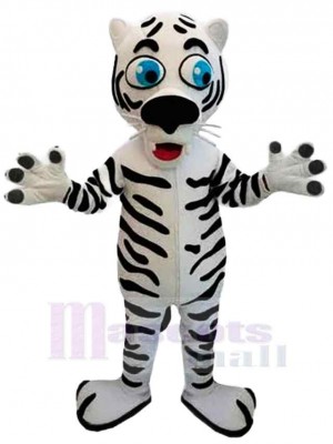 Schlanker Schwarz-Weiß-Tiger Maskottchen Kostüm Tier