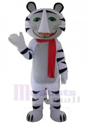Tiger Maskottchen Kostüm Tier mit rotem Schal