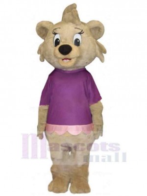 Mädchen Löwe Maskottchen-Kostüm Tier im lila T-Shirt