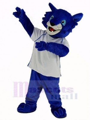 Blau Bobcats mit Weiß Hemd Maskottchen Kostüm Tier