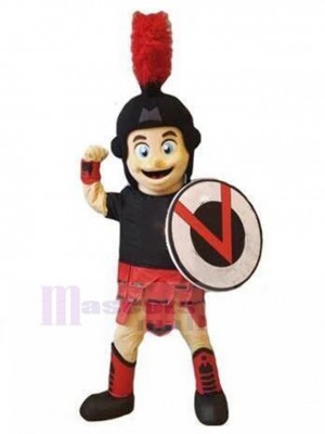 Spartanisch Ritter Mit Rote Rüstung Maskottchen Kostüm Menschen