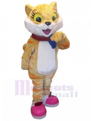 Niedlich Gelb und Orange Tabby-Katze Maskottchen Kostüm Tier