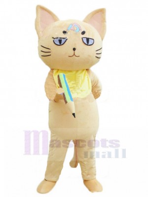 Fleißig Katze Maskottchen Kostüm mit Bleistift Tier