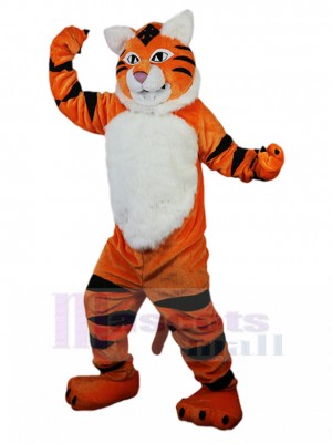 Grab Oranger Tiger Maskottchen Kostüm mit weißem Fell Tier