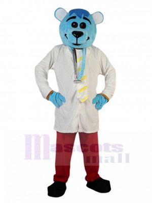Lächelnd Blaue Maus Arzt Maskottchen Kostüm Tier