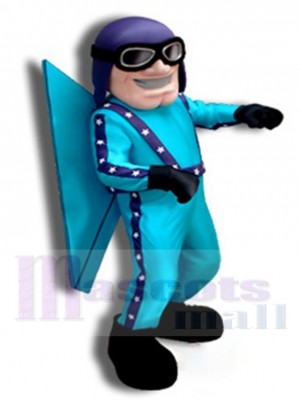 Hellblau Pilotin Miramar Maskottchen Kostüm Menschen