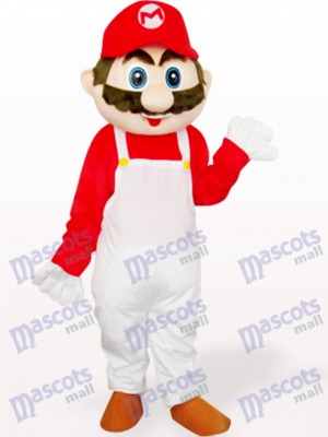 Kapitän Mario in weißer und roter Kleidung Anime Maskottchen Kostüm für Erwachsene