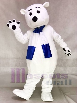 Blaues und weißes Schal Eisbär Maskottchen Kostüm Tier