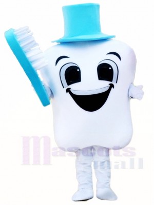 Blauer Hutzahn mit Zahnbürste für Zahnarzt Klinik Maskottchen Kostüme