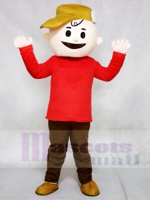 Roter T-Shirt Junge mit braunem Hut Charlie Brown von Snoopy Hund Maskottchen Kostüme