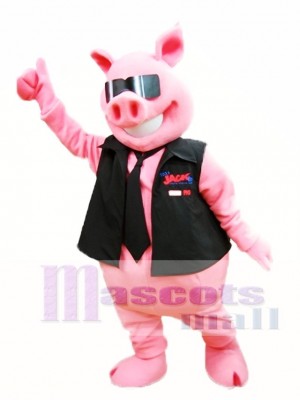 Rosa Schwein mit Weste und Krawatte Maskottchen Kostüm Piggy Maskottchen Kostüme Tier 