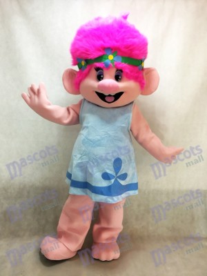 Trolls Karikatur Baby Mohnblumen Mädchen mit dem rosafarbenen Haar Maskottchen Kostüme