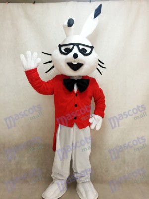Weiße Osterhase Bugs Kaninchen Maskottchen Kostüme mit rotem Mantel