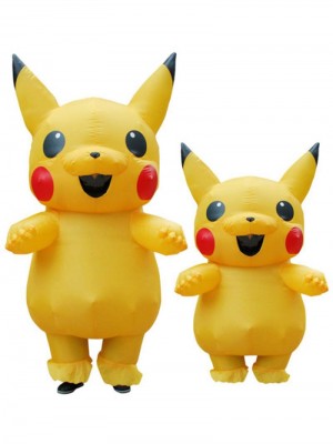 Gelb Pikachu Aufblasbar Kostüm Luft Schlag oben Cosplay Overall zum Erwachsener/Kind