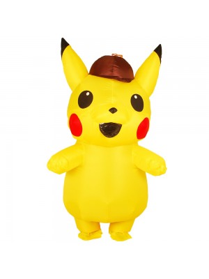 Gelb Pikachu mit Hut Aufblasbar Kostüm Luft Schlag oben Cosplay Overall zum Erwachsener/Kind