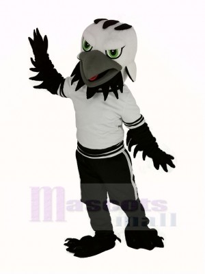 Schwarz Adler Falke mit Grün Augen Maskottchen Kostüm