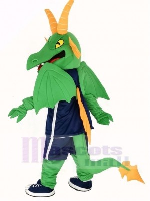 Grün und Orange Drachen Maskottchen Kostüm