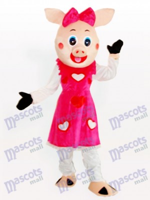 Lächelndes Schweinchen Mädchen erwachsenes Tiermaskottchen Kostüm