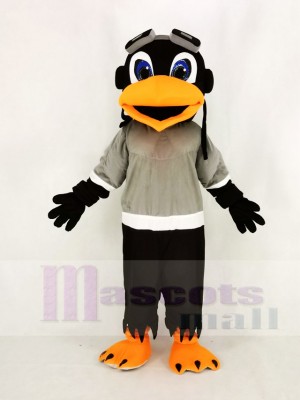 Skyhawk mit Grau T-Shirt Maskottchen Kostüm Hochschule