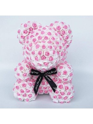 Neuer Stil Pinke Rose Teddybär Blumenbär Bestes Geschenk für Muttertag, Valentinstag, Jubiläum, Hochzeit und Geburtstag