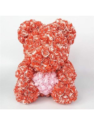 Neuer Stil Rote Rose Teddybär Blumenbär mit Rosa Herz Bestes Geschenk für Muttertag, Valentinstag, Jubiläum, Hochzeit und Geburtstag
