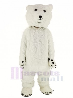 Weiß Flauschige Polar Bär Maskottchen Kostüm