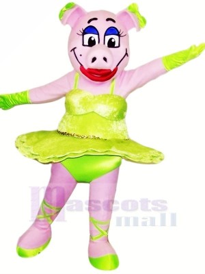 Tanzen Schwein mit Grün Rock Maskottchen Kostüme Tier