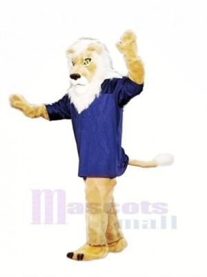 Braun Löwe mit Blau T-Shirt Maskottchen Kostüme Erwachsene
