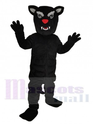 Heftig Schwarz Panther mit rot Nase Maskottchen Kostüm