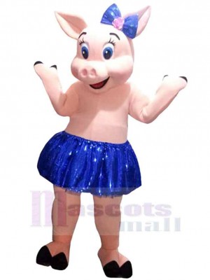 Schwein im blauen Ballettröckchen Maskottchen-Kostüm Tier