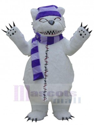 Lila Schal Bär Maskottchen-Kostüm Für Erwachsene Maskottchen-Köpfe