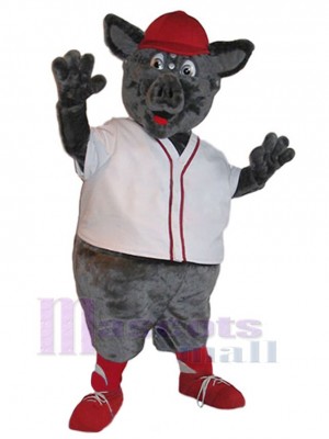 Schwein mit Rot Hut Maskottchen-Kostüm Tier