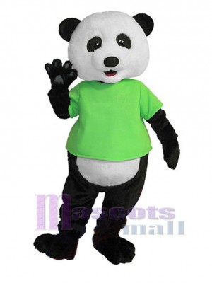 Panda im grünen T-Shirt Maskottchenkostüm Tier
