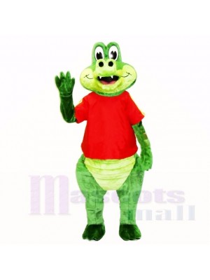 Freundlich Krokodil mit rot Hemd Maskottchen Kostüme Karikatur