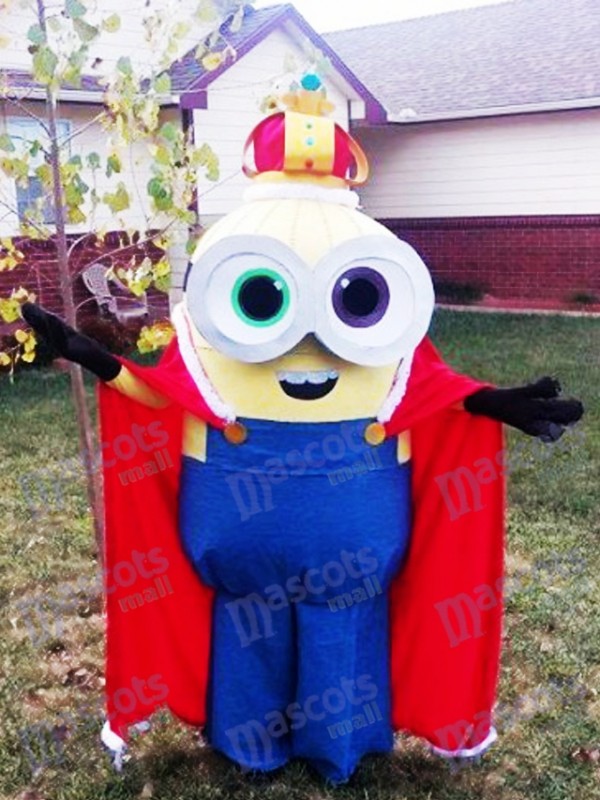 Despicable Me Minions König Bob Maskottchen Kostüm mit Cape Fancy Dress Outfit
