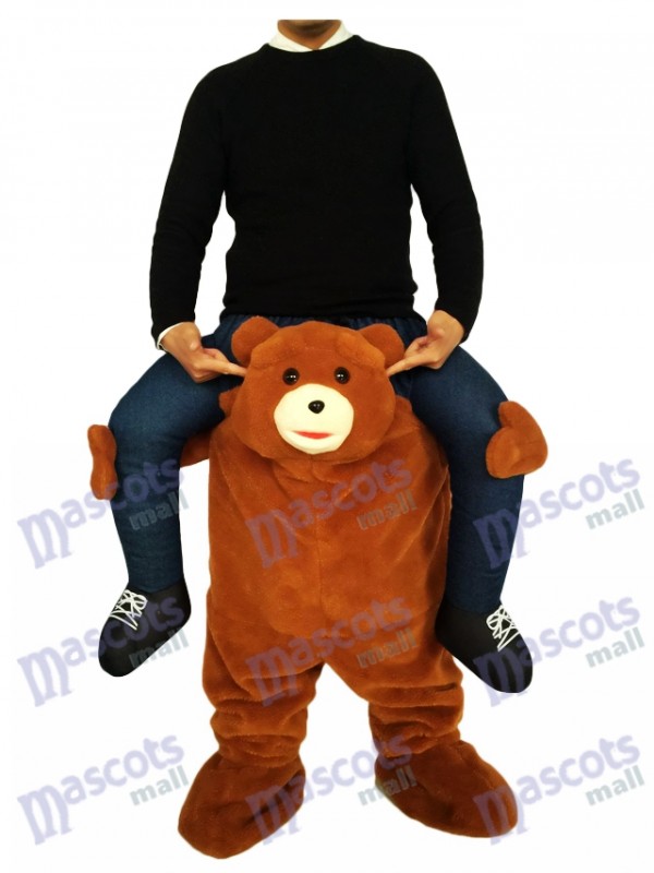 Piggyback Brown Bear Carry Me Fahrt auf Teddybär Maskottchen Kostüm