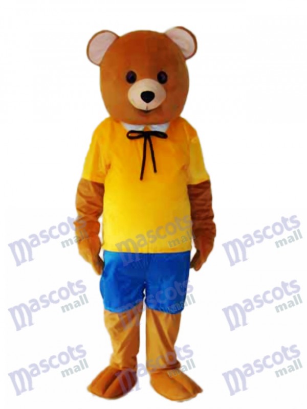 Gelbes Hemd Teddybär Maskottchen Erwachsene Kostüm Tier