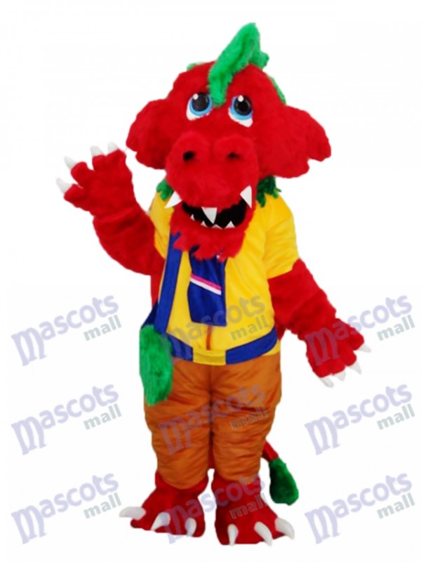 Roter Drache mit Tasche Plüsch Maskottchen Erwachsener Kostüm Tier