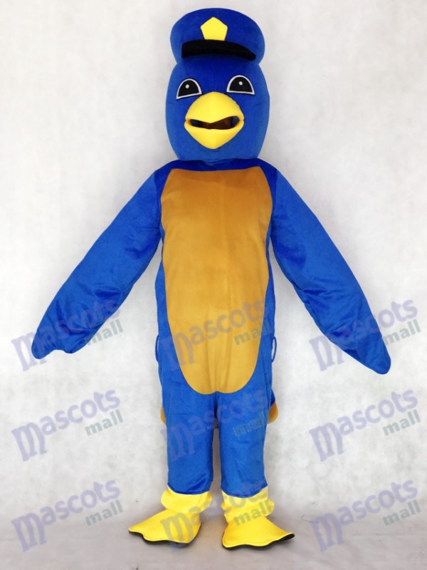 Adult Cute Blue Bird Maskottchen Kostüm mit Kapitän Entlein Hut Tier