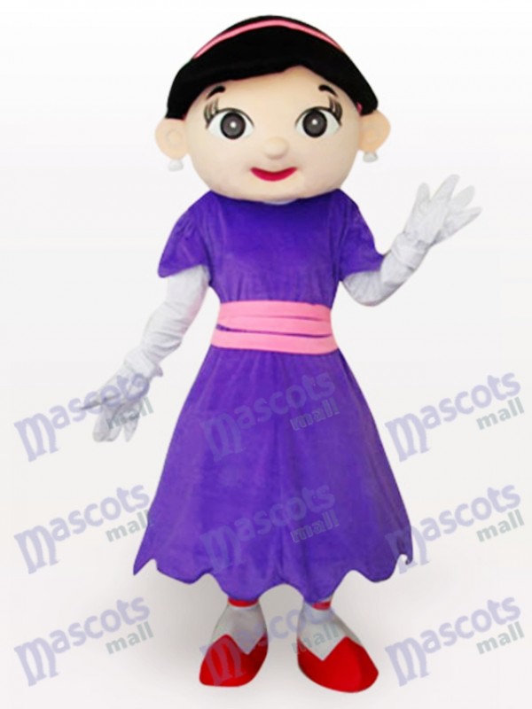 Purple Cow Girl Cartoon Adult Mascot Costume
